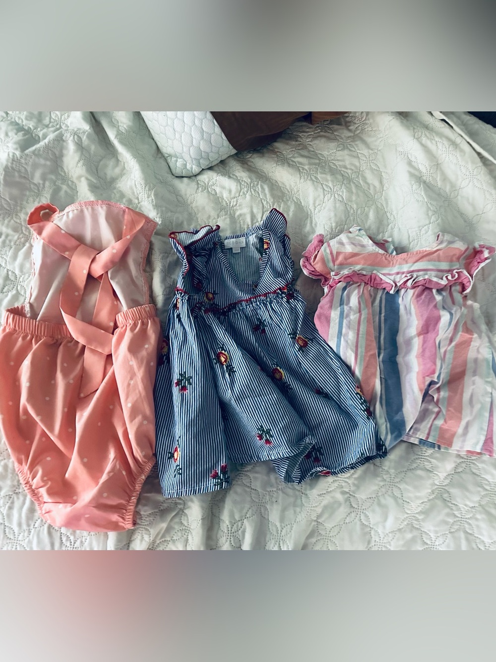 Girls Blue Striped Floral Sundress - Casual A-Line Dress
